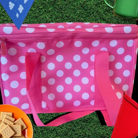NEW! KATE SPADE PINK POLKA DOTS INSULATED COOLER BAG - Picture 1 of 9